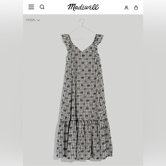 Madewell Dresses & Skirts - Madewell Ruffle-Hem Tent Midi Dress in Clip Gingham
